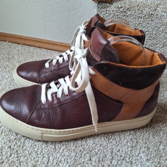 Frye Owen Mens Leather Two Tone Brown High Top Sneaker Size 8.5